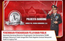 Polresta Bandung Mendapat Penghargaan Publik Kategori Sangat Memuaskan